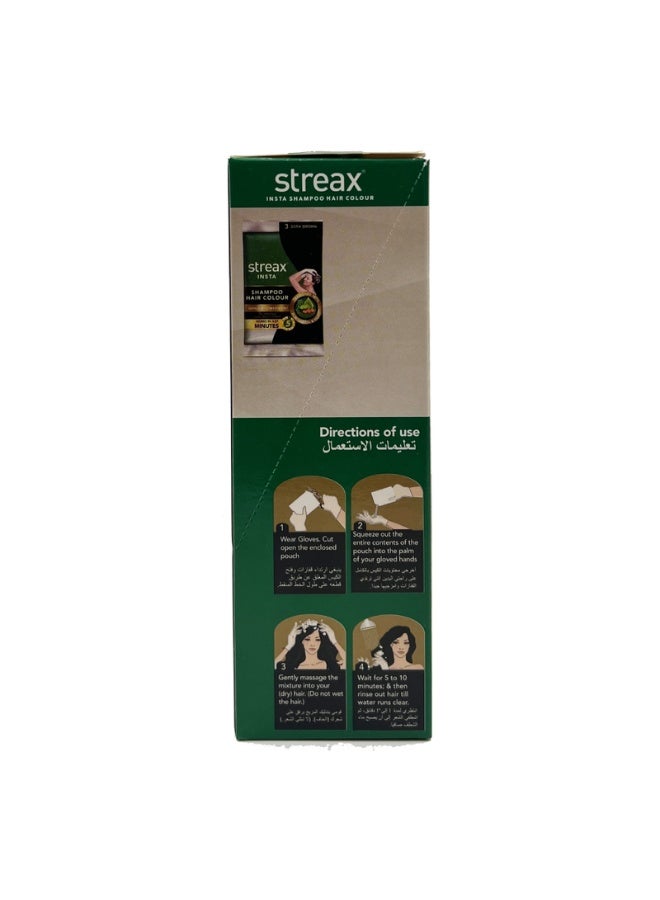 Streax Insta Shampoo Hair Colour - 03 Dark Brown Pack of 5 - Image 3